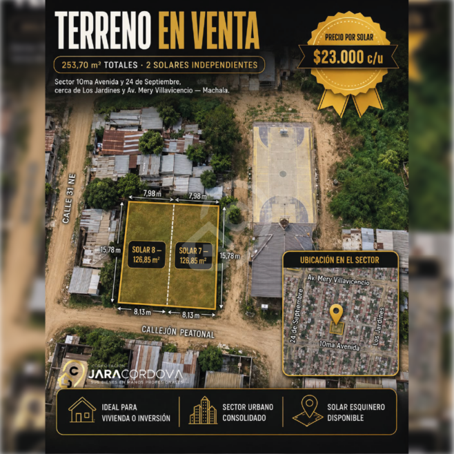 Terrenos en venta en Machala – 2 Solares independientes