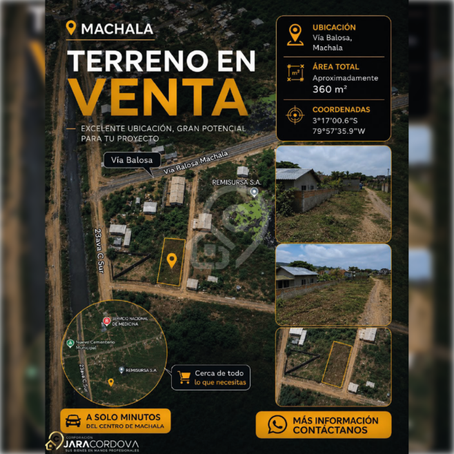 Terreno en venta en Vía Balosa Machala