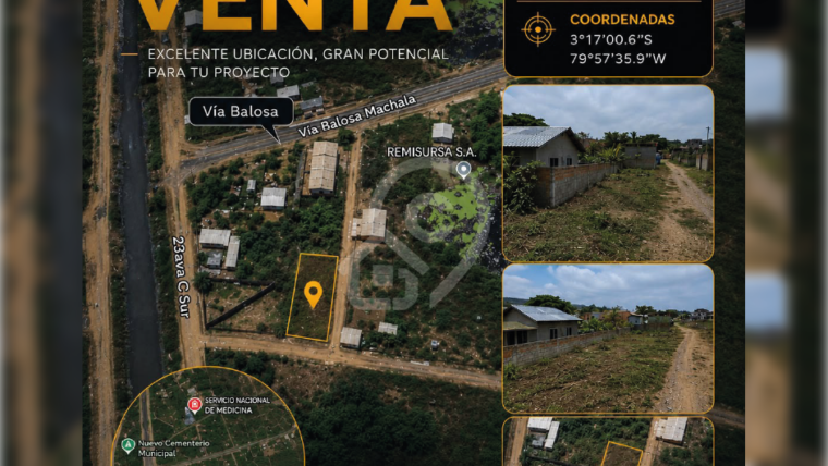 Terreno en venta en Vía Balosa Machala